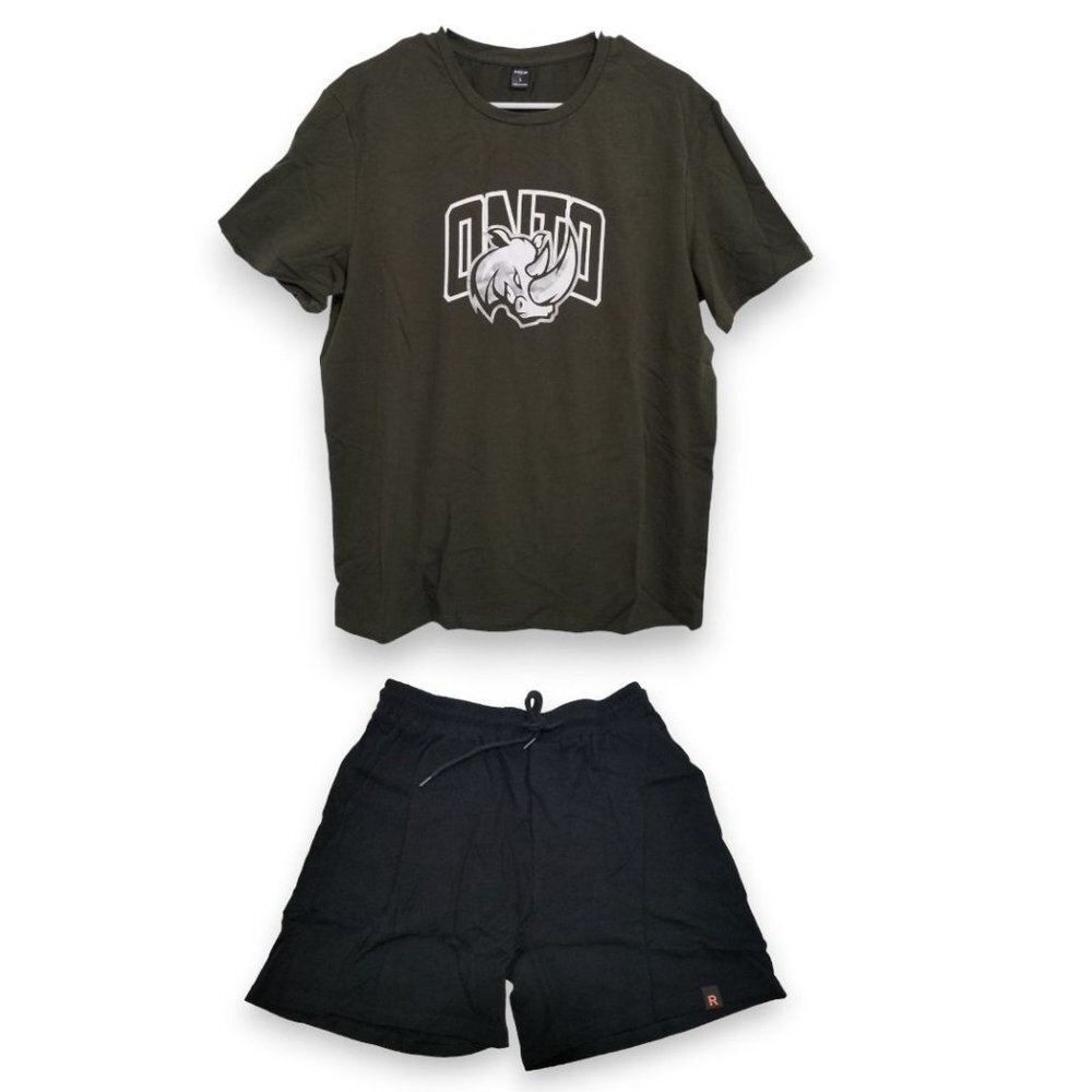 NEW SHEIN Men's Rhino Top & Shorts Set Size L Color Black/Green